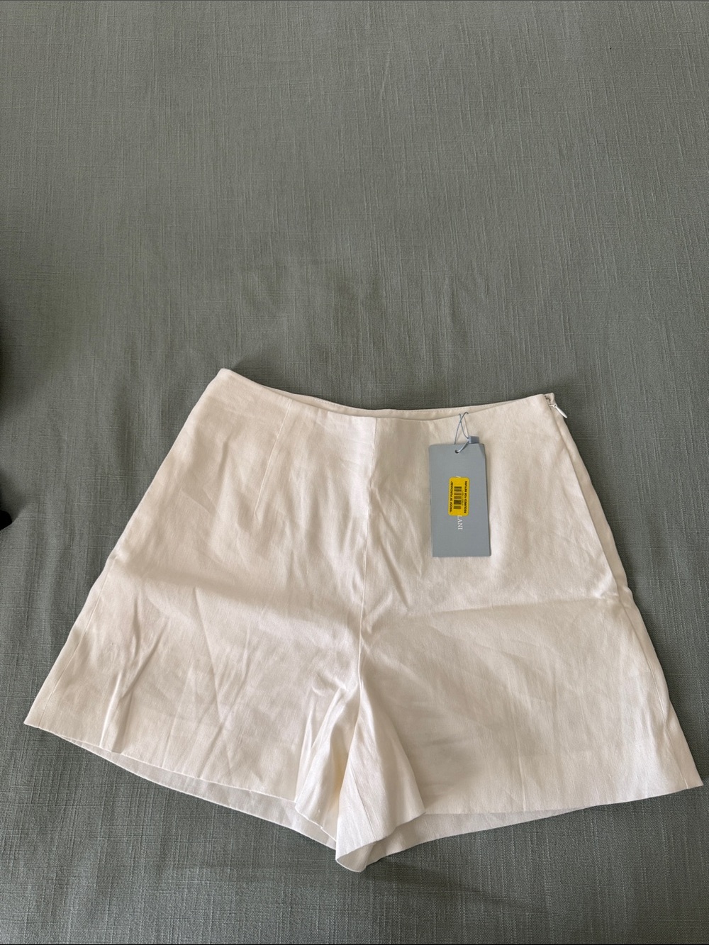 ANTONIO MELANI White High-Rise Linen blend Shorts
